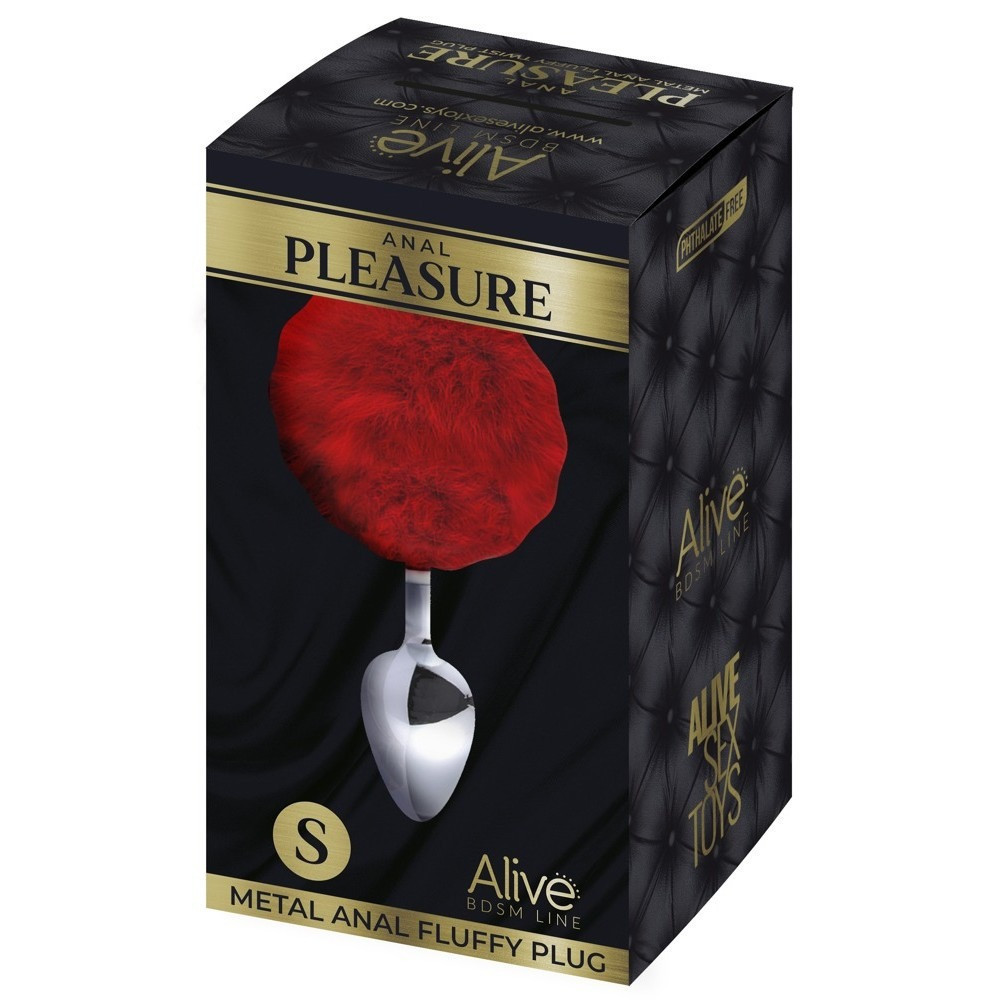 Анальная пробка металлическая Alive Anal Pleasure с красным хвостиком, S Sex Aura Киев - изображение 2