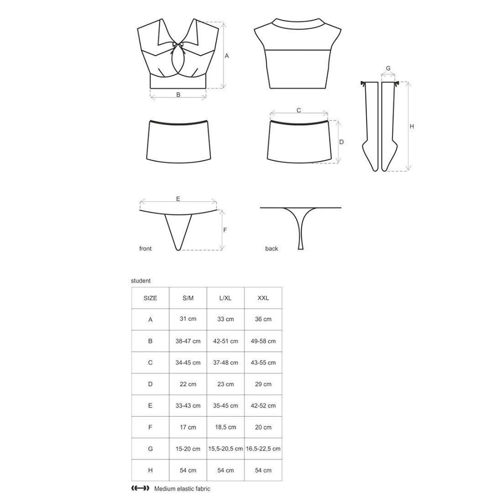 Еротичний костюм студентки Obsessive Student 4 pcs costume L/XL, топ, спідниця, стринги, гольфи Sex Aura Київ - фото 7