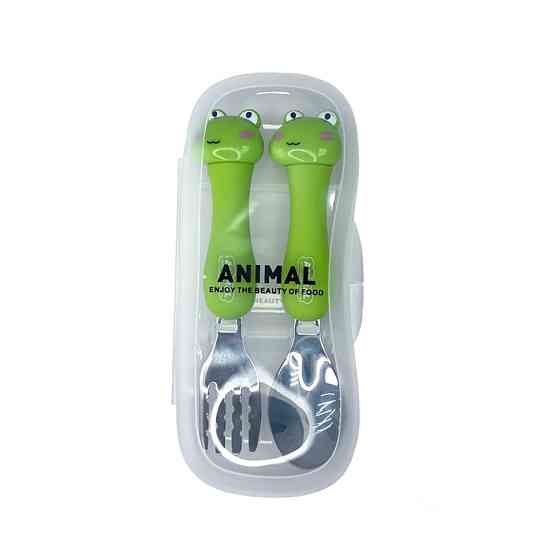 Дитячий набір ложка та виделка "Жаба" MGZ-0102(Frog) у футлярі Вінниця