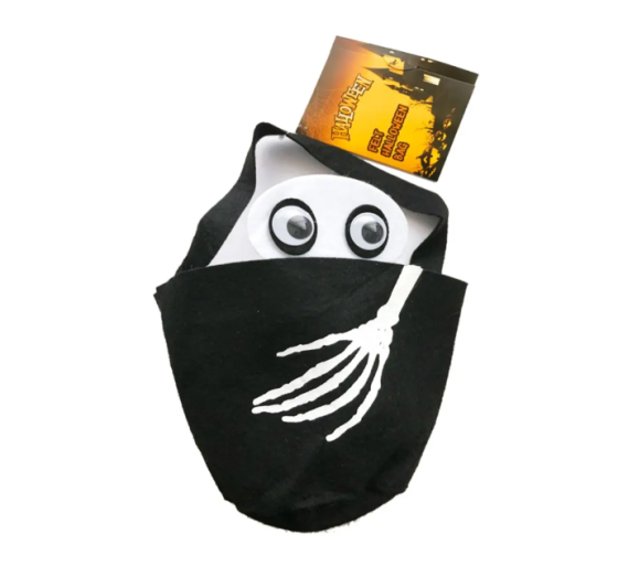 Сумка для конфет на хэллоуин Скелет 22 на 16 см чорно-белый Киев