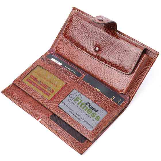 Оригінальний клатч із натуральної шкіри Коричневий (KARYA) Київ