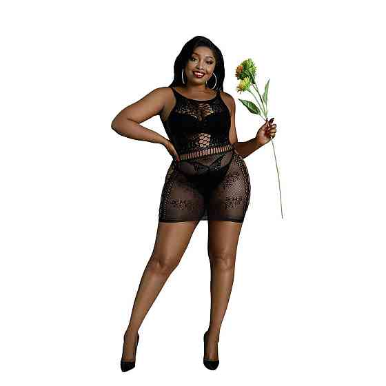 Сукня-бодістокінг Moonlight Plus Model 01 XL-XXXL Black, міні, без рукавів Sex Aura Київ