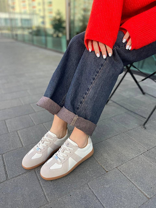 ALLSY Кроссовки женские ALLSY белые кожа+замша весна-осень размер 36-42 (R2560-1) Київ - фото 3