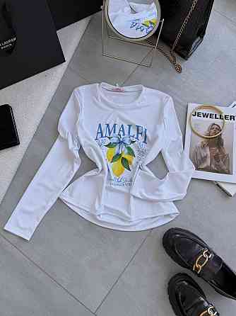 Жіночий повсякденний лонгслів із мікродайвінгу з малюнком Білий, 42/44 Одеса