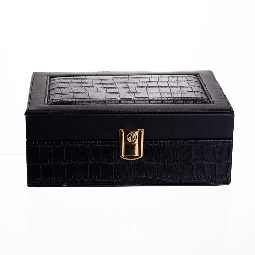 Скринька для прикрас з еко шкіри 10 відділень з дзеркалом 20×14×8 см Чорний HP-5-19B Коломыя - изображение 6