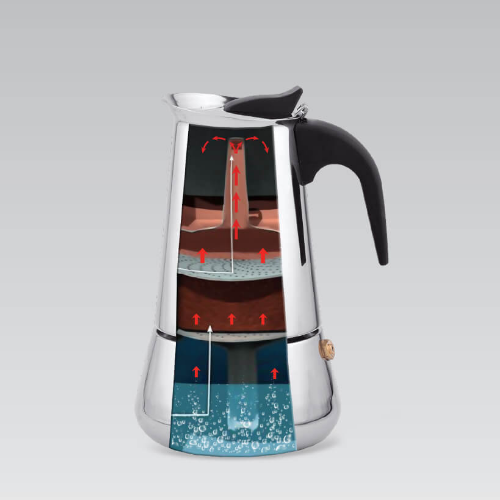 Кавоварка гейзерна 200мл (4 порції) нержавіюча сталь MR-1660-4 Maestro Житомир - фото 3