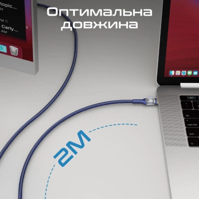Дата кабель USB-C to USB-C lucidline-cc200.navy Promate (lucidline-cc200.navy) Вінниця - фото 7