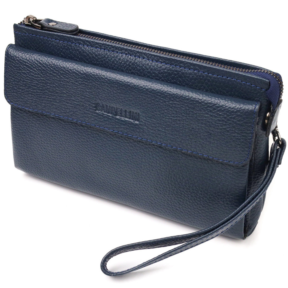 Мужской вместительный клатч из натуральной кожи Синий (CANPELLINI) Киев - изображение 5