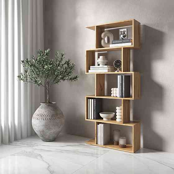 Полка для книг VAYS M-12, стеллаж на 5 полок, ЛДСП, 70×24×163 см - для дома, гостиной, офиса Львов