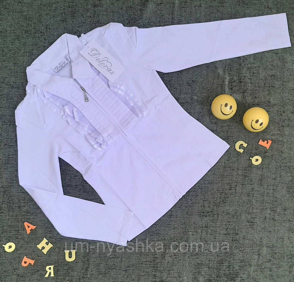 Школьная блуза на молнии длинный рукав жабо 146 Кривой Рог - изображение 1