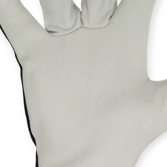 Рукавички 25см шкіра овеча долоня + трикотаж тил., біло-червоні, манжет із вшитою гумкою Мукачево - фото 1