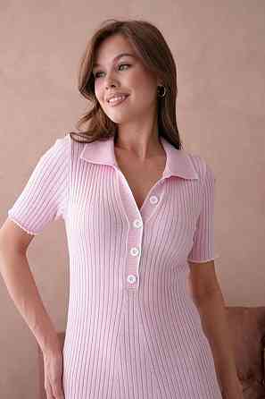 Женское длинное платье-поло в стиле олд мани трикотаж рубчик Одесса