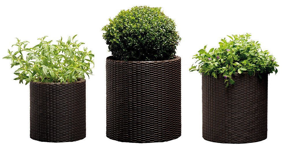 Горщик для квітів Keter 39 л. Cylinder Planter Large, коричневий Київ - фото 3