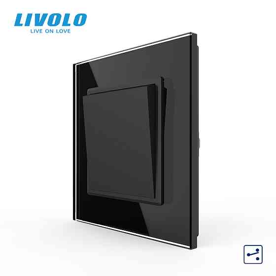 LIVOLO Одноклавішний прохідний вимикач LIVOLO чорний матовий скло Коломыя