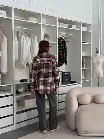 Женская оверсайз рубашка в клетку на пуговицах турецкая фланель-байка 100% хлопок Красный Одесса