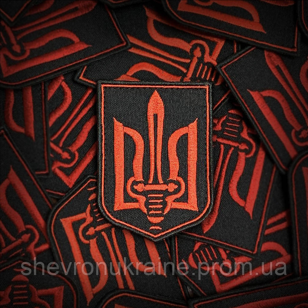Шеврон Герб Украины с мечом (Форма щит. На липучке) Размер 8x6см Киев - изображение 1