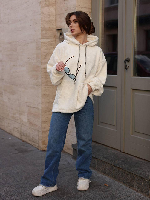 Жіноче затишне худі оверсайз шерпа на велюрі Одеса - фото 6