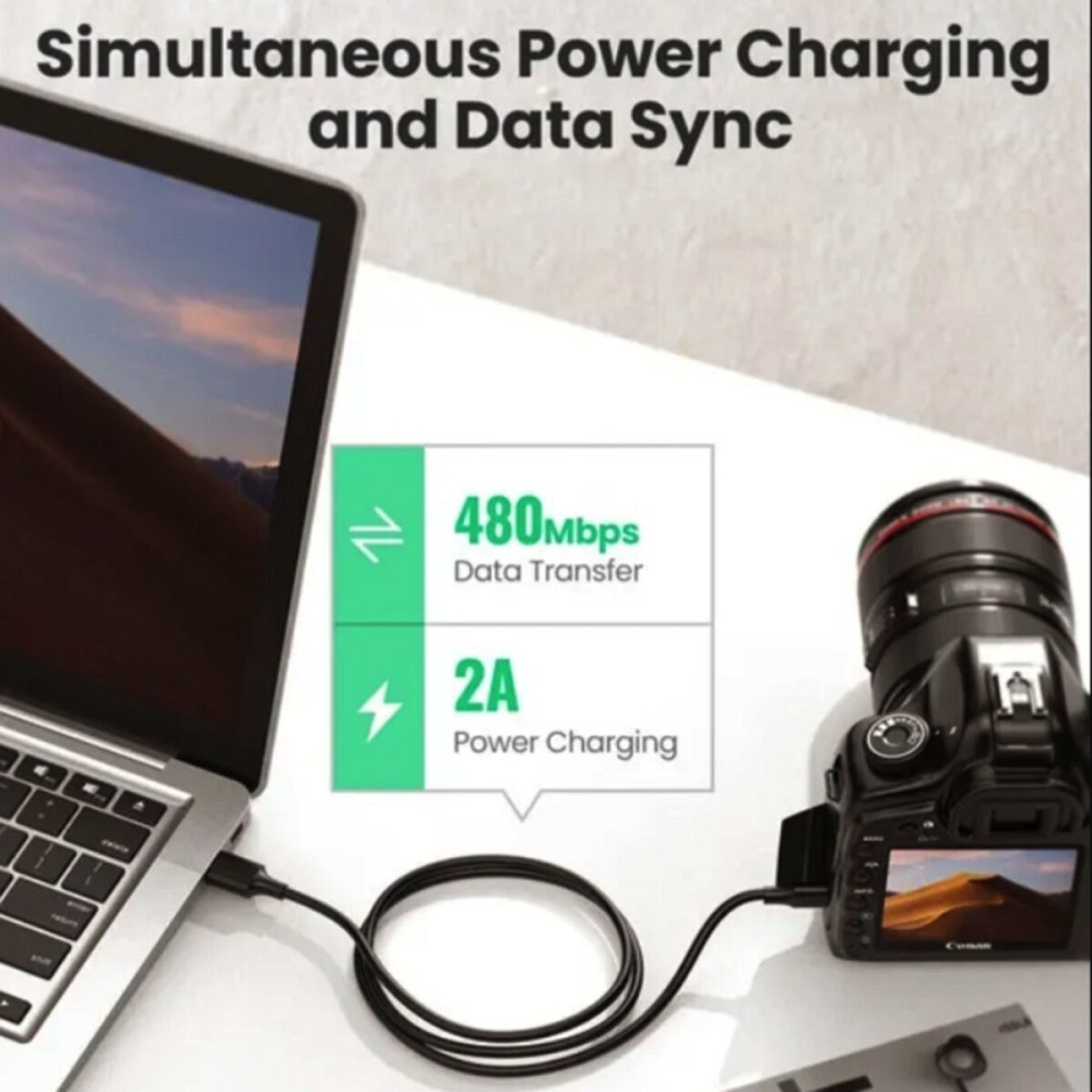 Перехідник UGREEN US132 USB 2.0 A Male to Mini 5 Pin Male Cable 1m (Black)(UGR-10355) (UGR-10355) Киев - изображение 5