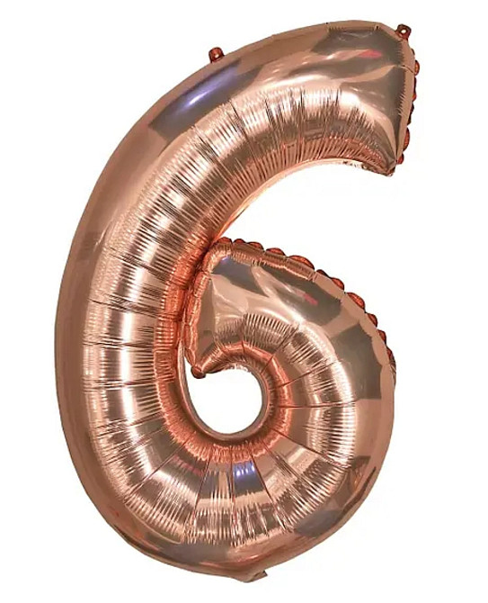 Цифра фольгована 6 рожеве золото 80 см Київ - фото 1