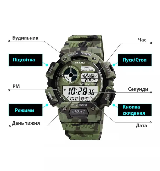 Мужские спортивные часы Skmei 1723 (Камуфляж) Винница - изображение 6