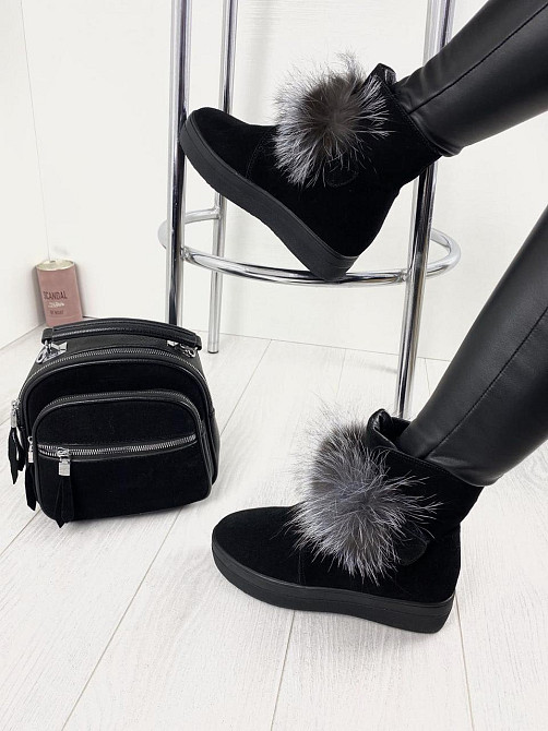 ITTS Угги жіночі ITTS чорні натуральна замша з хутром висота 13,5 см ( ) Коломия - фото 8