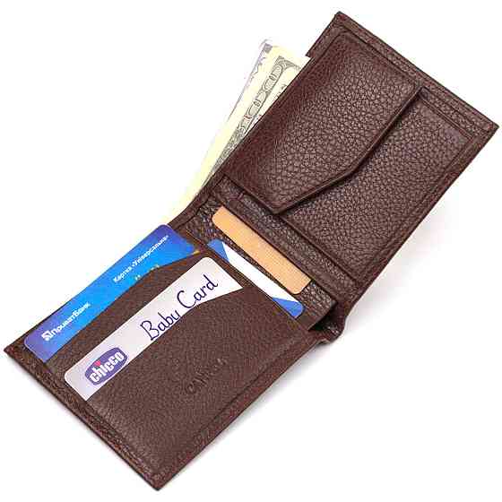 Чудовий чоловічий портмоне з натуральної зернистої шкіри CANPELLINI 21775 Коричневе Київ