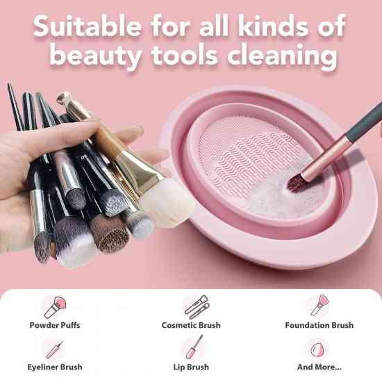 Ванночка для мойки кисточек макияжа складная (розовый) Винница