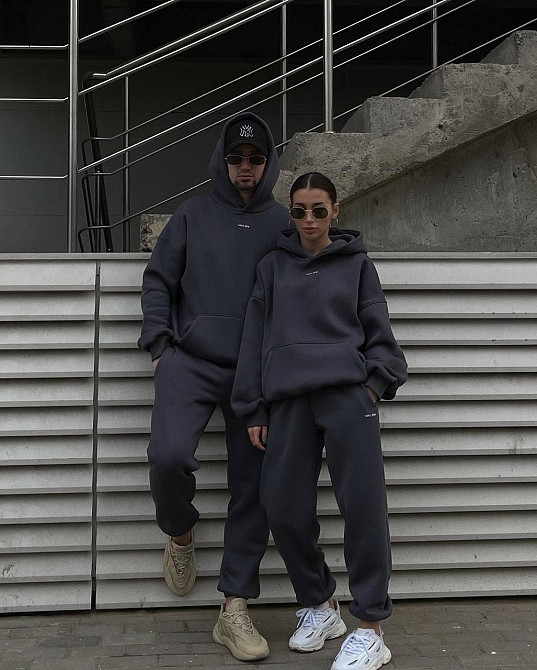 Стильний чоловічий теплий костюм-двійка тринитка на флісі Графіт, 50/52 Одеса - фото 4