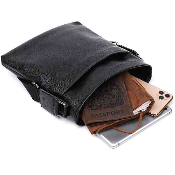 Кожаная добротная мужская сумка через плечо SHVIGEL 11603 Черный Киев