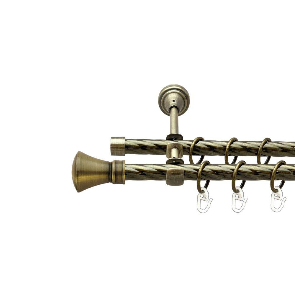 Карниз Orvit Люксор металевий дворядний відкритий скручена труба кільце металеве Антик 16\16 мм 300 см (00-00022488) Львів - фото 1