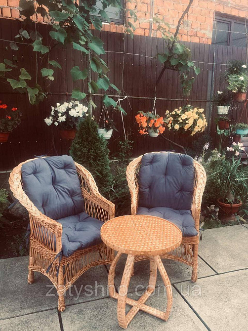 Меблі з лози з накидками синіми Київ - фото 1
