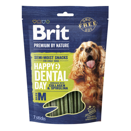 Лакомство Brit Premium Dental Snacks M для собак средних пород с коллагеном и спирулиной 180 г Киев - изображение 1