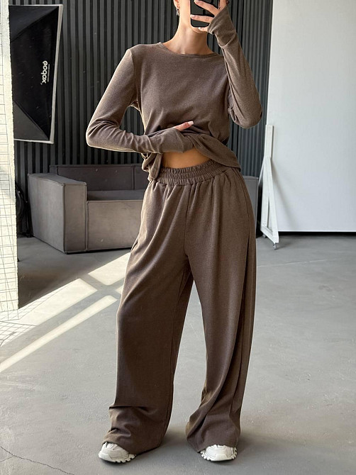 Женский теплый базовый костюм двойка из турецкого микрофлиса Мокко Одесса - изображение 9