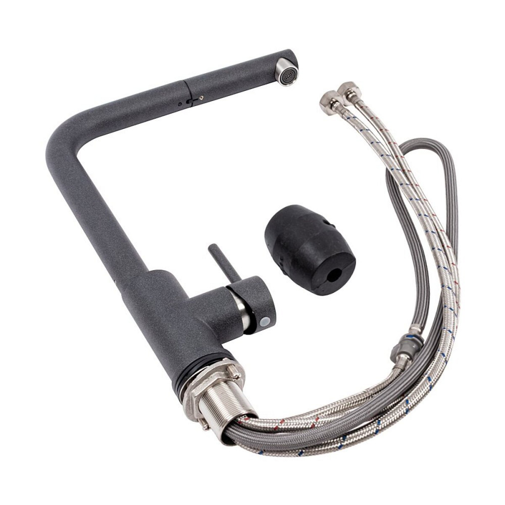 VALESO Кухонний змішувач з висувною лійкою VALESO Q411B Карбон Коломия - фото 4