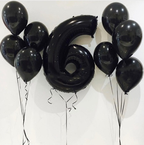 Шарик цифра 6 фольгированная 32 дюйма черный Киев - изображение 2