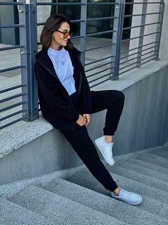 Теплый спортивный костюм женский на змейке Черный 50/52 Харьков