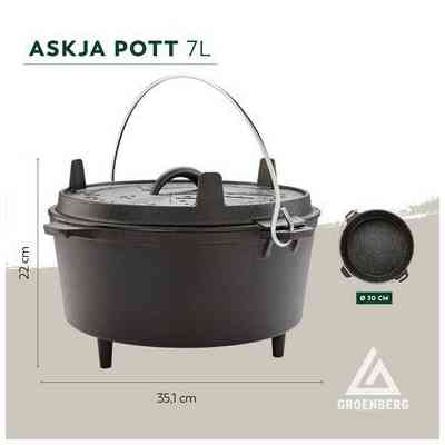 Котел туристичний Groenberg Askja Pot 30 cm / 7 L Black (266017) (DAS303244) Вінниця