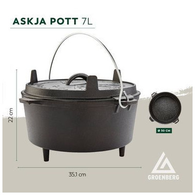 Котел туристичний Groenberg Askja Pot 30 cm / 7 L Black (266017) (DAS303244) Вінниця - фото 2