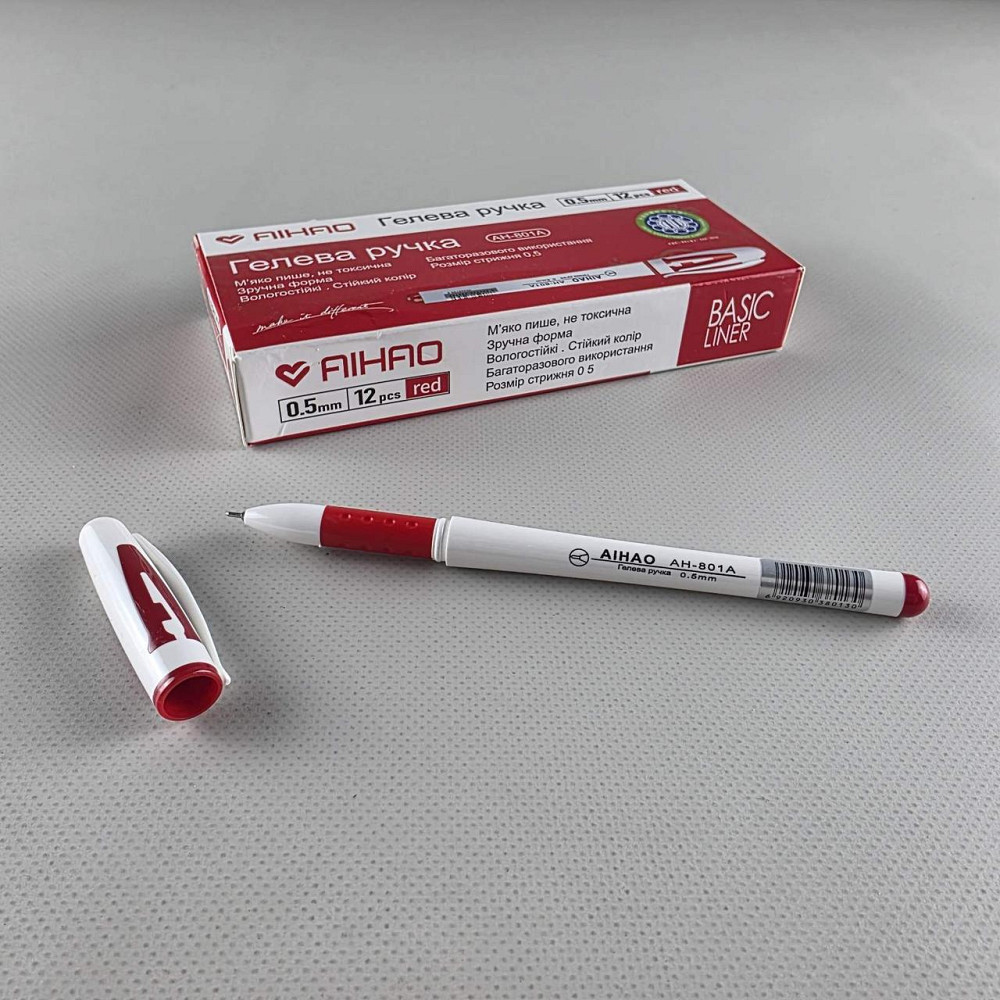 Гелева ручка червона тм Aihao AH-801 А (5 шт.) Харків - фото 1