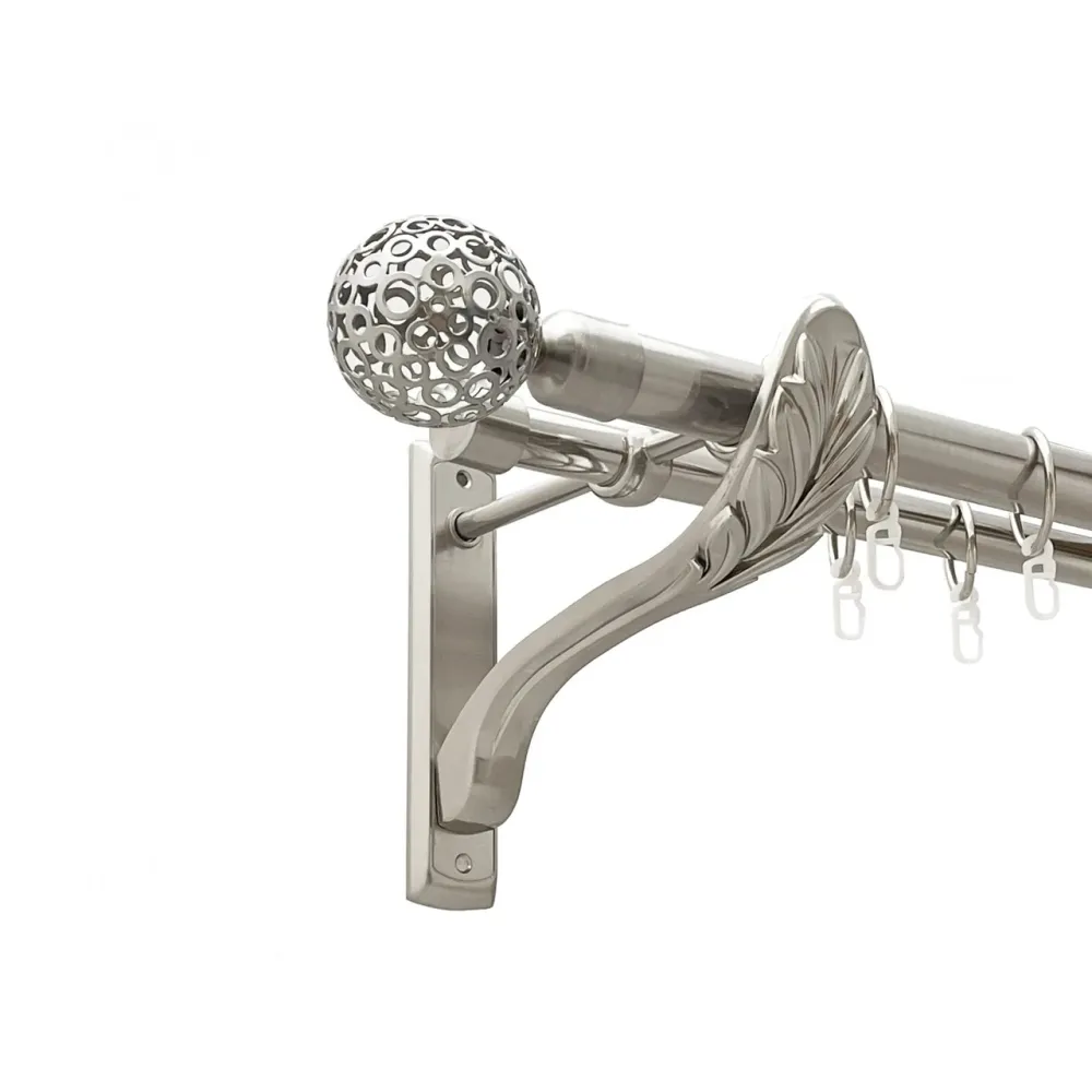 Карниз Orvit Савона металевий дворядний ретро гладка труба кільце металеве Нержавіюча Сталь 25\19 мм 160 см Львов - изображение 1