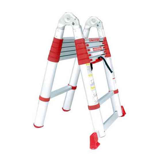 Драбина алюмінієва універсальна розкладна телескопічна, 12 сход., 3,85 м, 150 кг INTERTOOL LT-3039 Київ