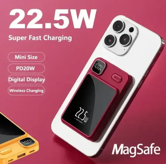Бездротовий зовнішній акумулятор Magnetic UNIQUE 90000mAh 22.5W: портативна зарядка з MagSafe та Type-C Одеса