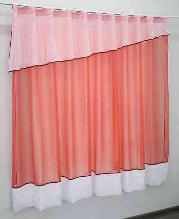 Кухонная занавеска VR-Textil № 047к коралловый с белым 270х170 см (52-0128) Киев