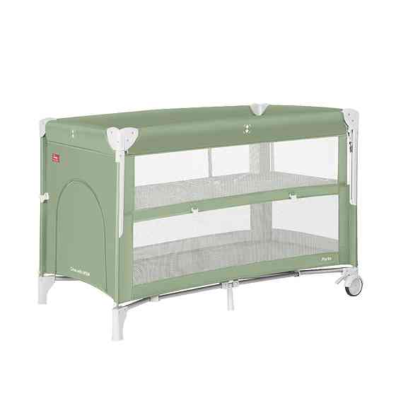 Манеж детский - кровать для новорожденных 2 в 1 со вторым дном Porta CRL-18103 Mint Green 125*65 см CARRELLO зеленый Кривой Рог