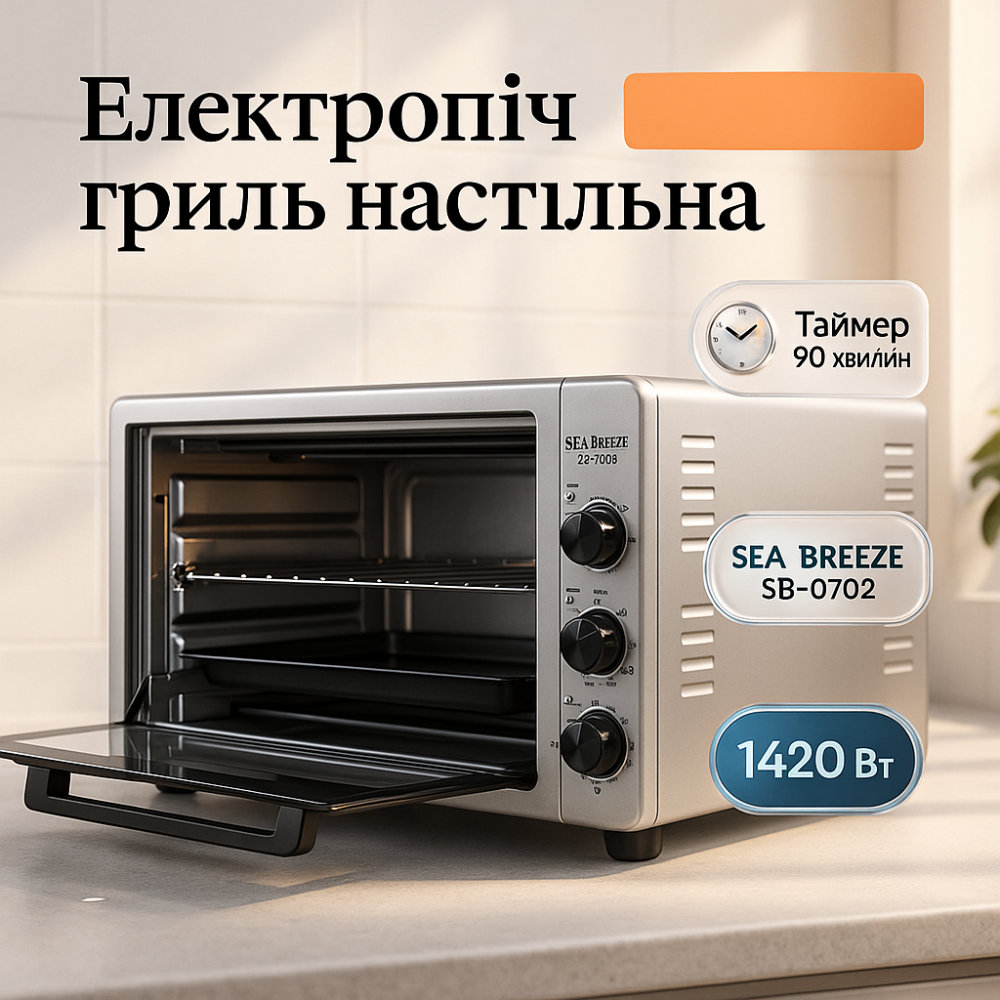 Многофункциональная семейная электродуховка Sea, Электропечь гриль настольная, Печь-плита электрическая ZQ-63 Львов - изображение 8