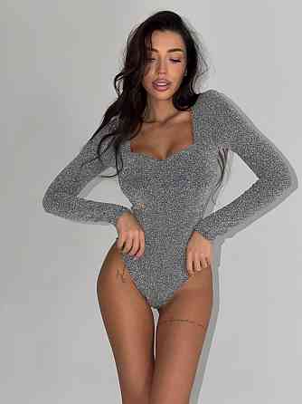 Жіночий стильний привабливий боді пушап трикотаж люрекс Сірий, 46/48 Одеса