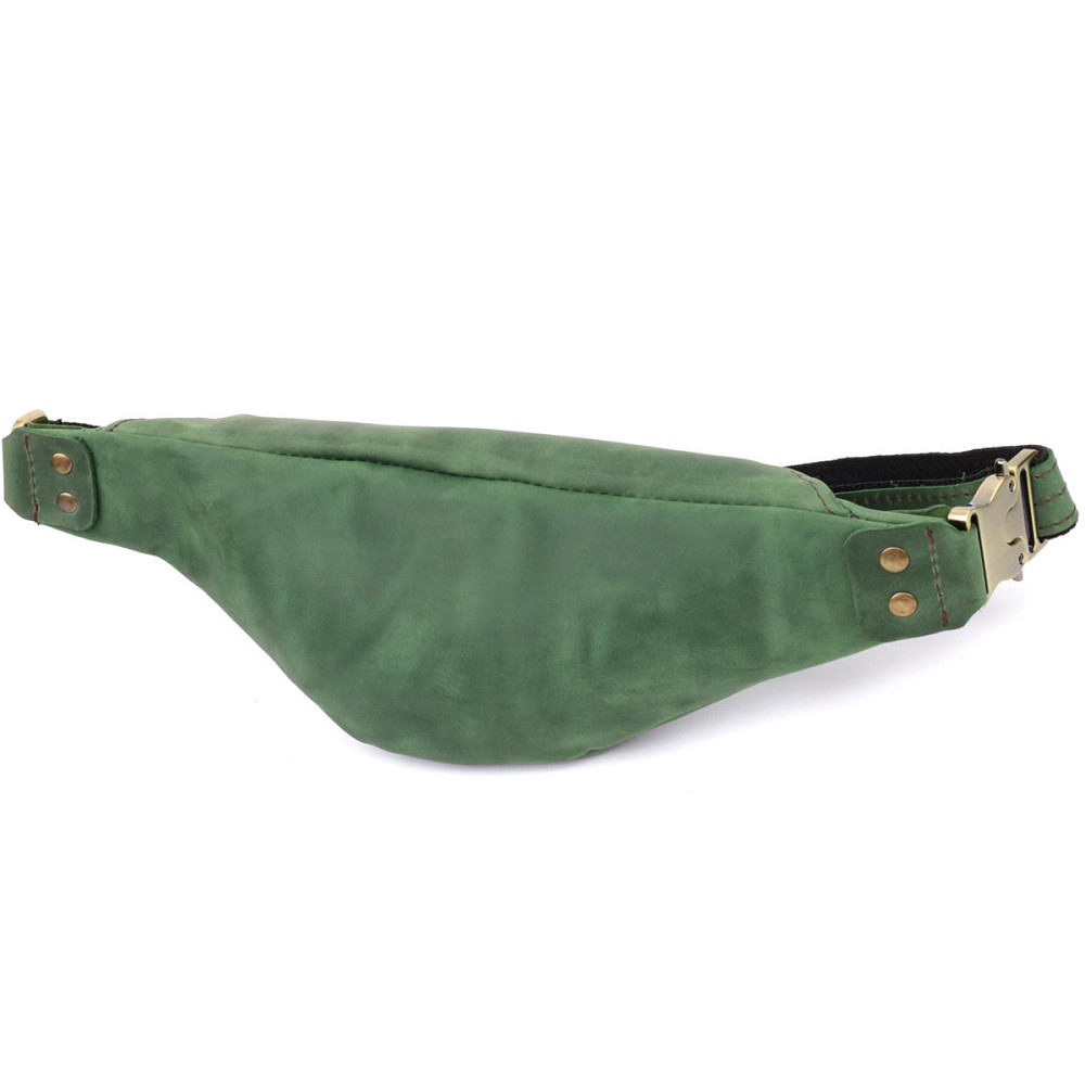 Вместительная бананка для мужчин из натуральной винтажной кожи Shvigel 23133 Зеленый Киев - изображение 9