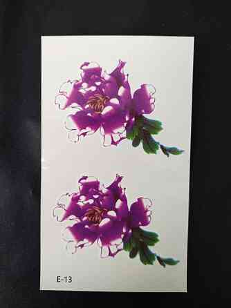 Наклейка для тіла тату "Квіти" фіолетові розмір стікера 10*6см Київ