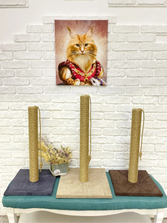 Кігтеточка, дряпка для кішок підлогова з джутовим канатом 65×35×35 см Київ - фото 5