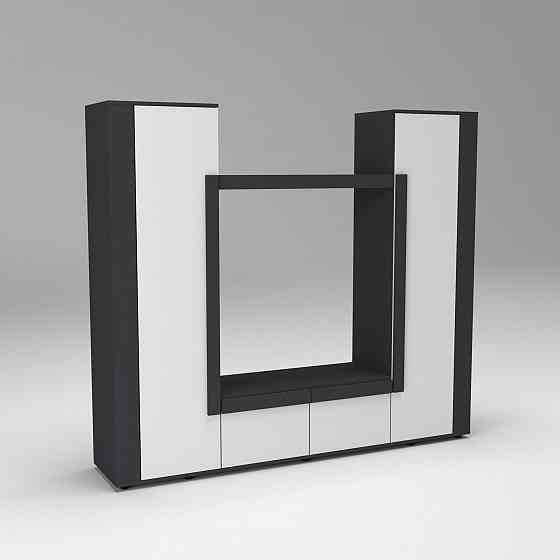 Стенка в гостиную под ТВ Эхо-4, Белый+Антрацит, 2080х420х1850 Львов